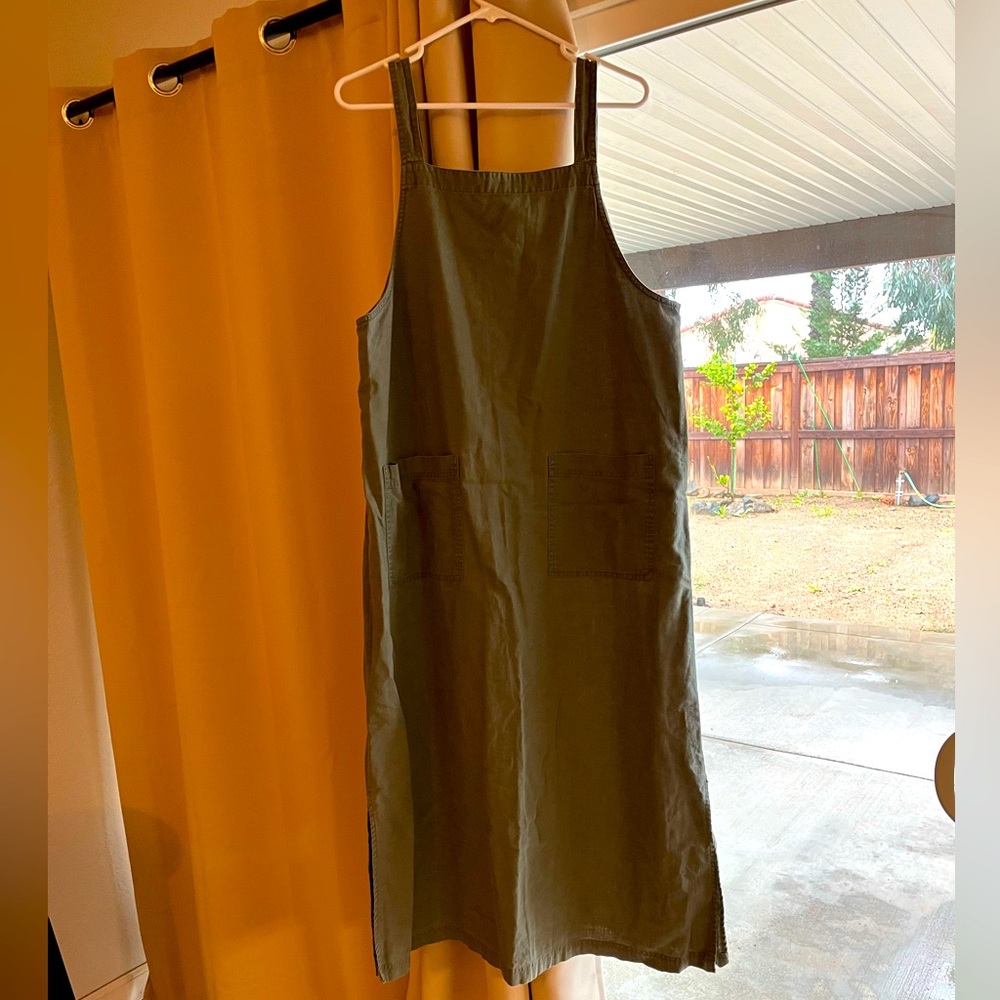 White Stag Pocket Garden Cargo Maxi Dress Linen Blend Y2K Green